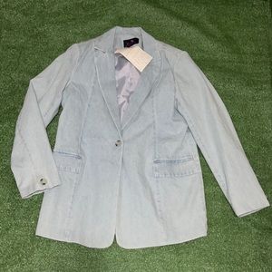 Denim &Co  Womens One Button DENIM Blazer Jacket